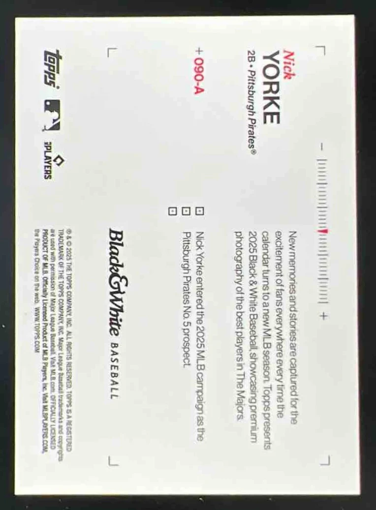2025 Topps Black and White Sticker Autographs Green #090-A Nick Yorke Auto /99 - Image 2