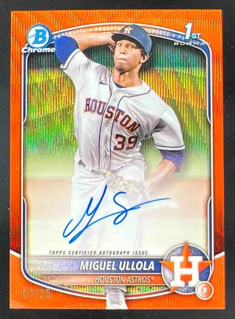 2025 Bowman Chrome Orange Wave Refractor #CPA-MU Miguel Ullola RC Auto /25