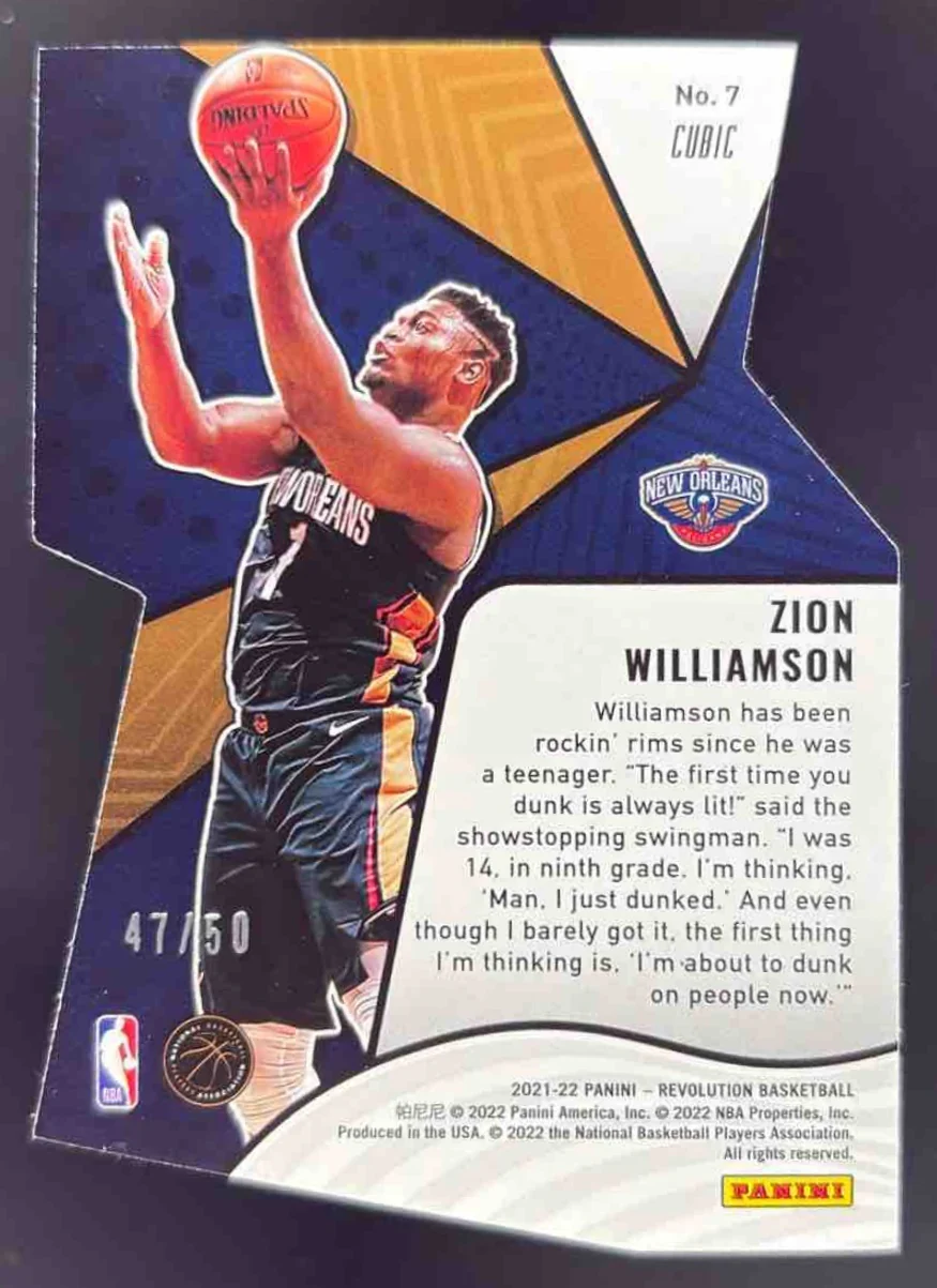 2021-22 Panini Revolution Liftoff! Cubic #7 Zion Williamson /50 - Image 2