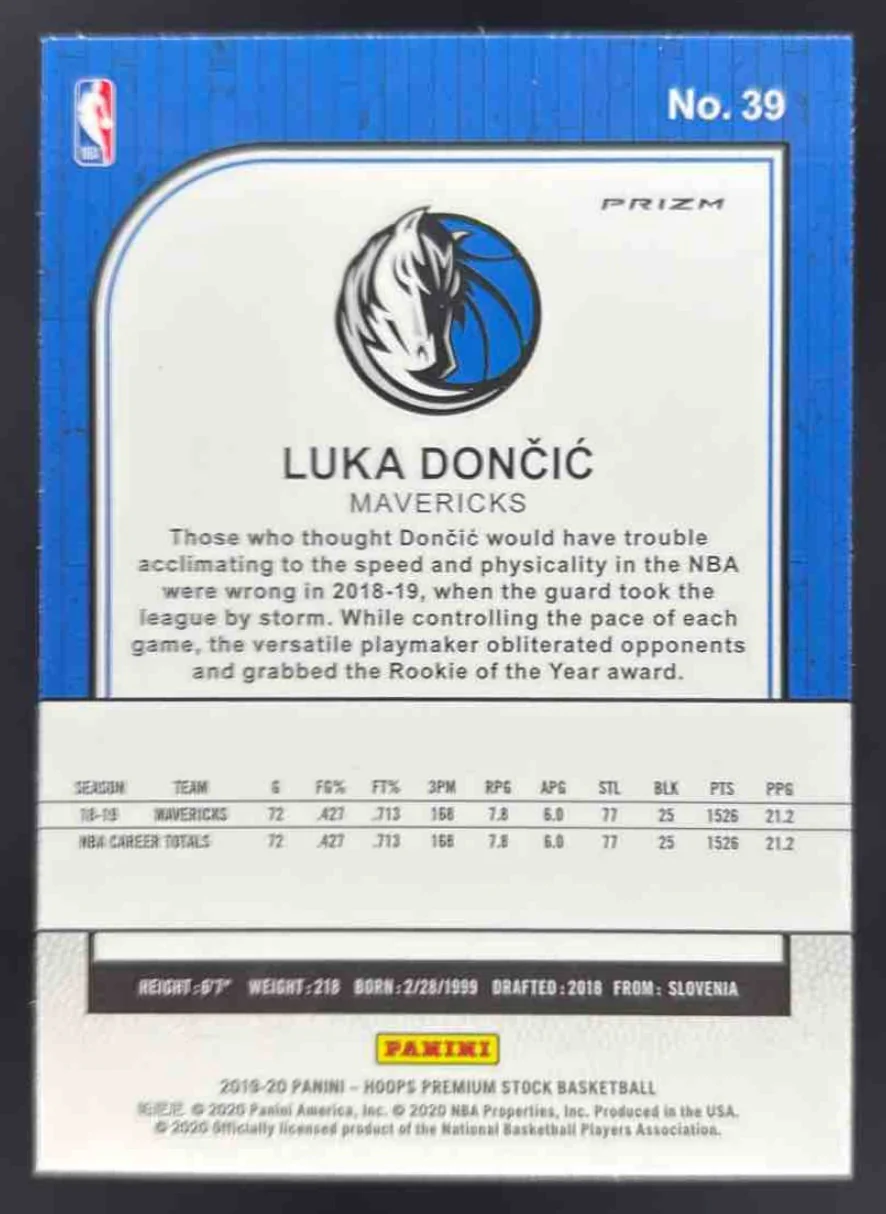 2019-20 Panini Hoops Premium Stock Prizms Silver Scope #39 Luka Doncic - Image 2