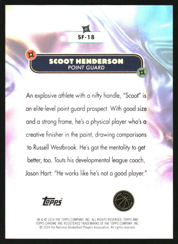 2023-24 Topps Chrome Superfly #SF18 Scoot Henderson RC Rookie - Image 2