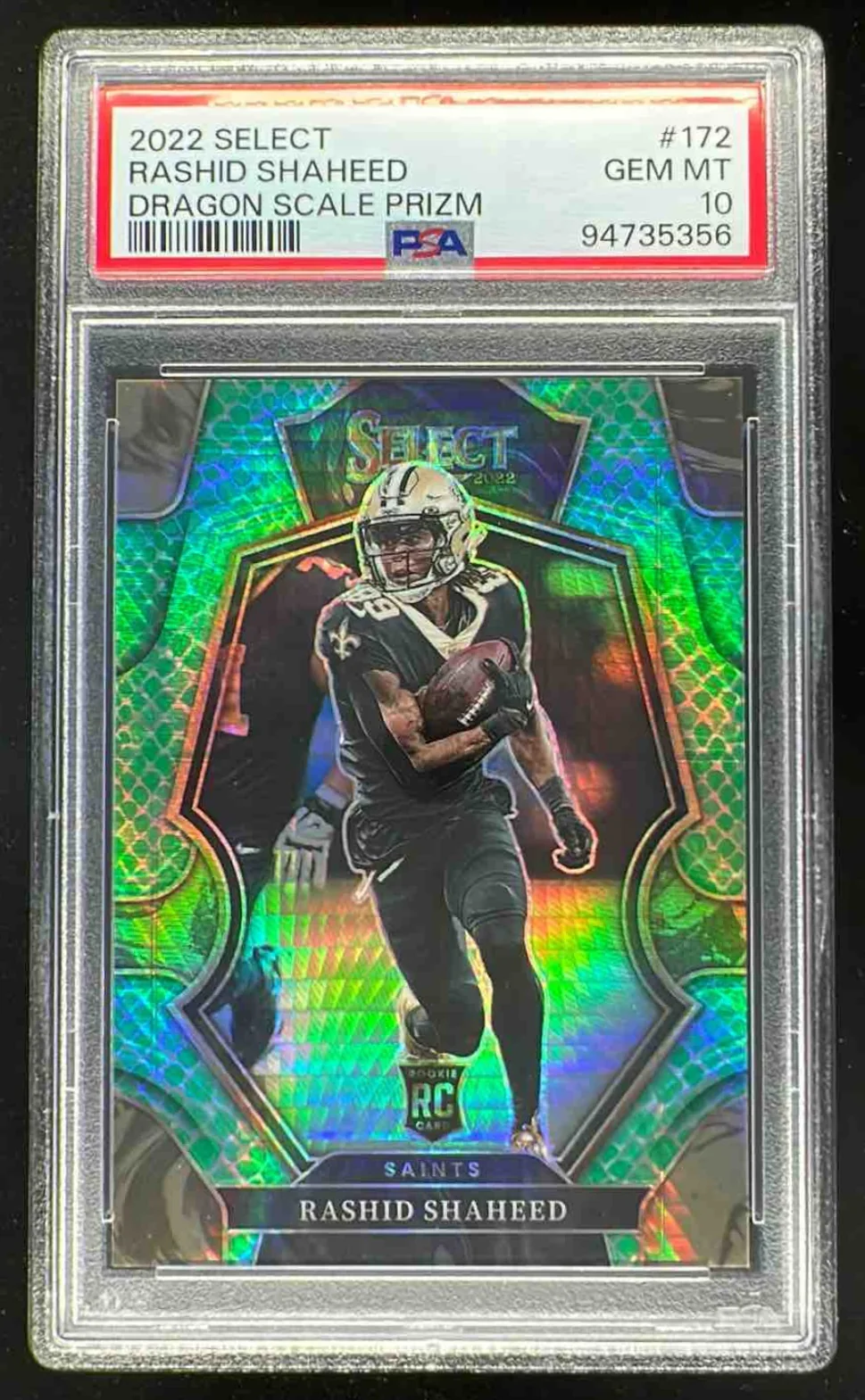2022 Select Dragon Scale Prizm #172 Rashid Shaheed RC Premier Level /89 PSA 10