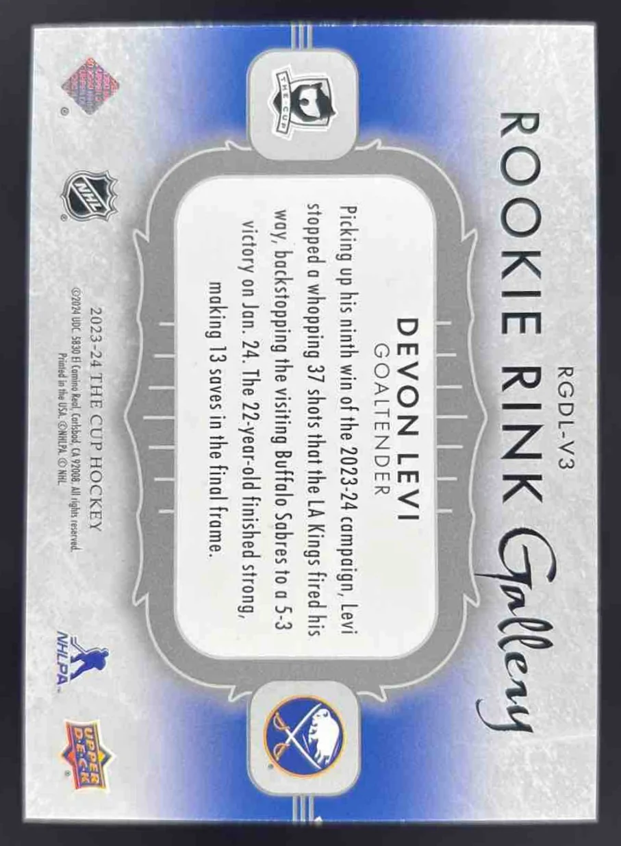 2023-24 Upper Deck The Cup Rookie Rink Gallery #RGDL-V3 Devon Levi /99 - Image 2