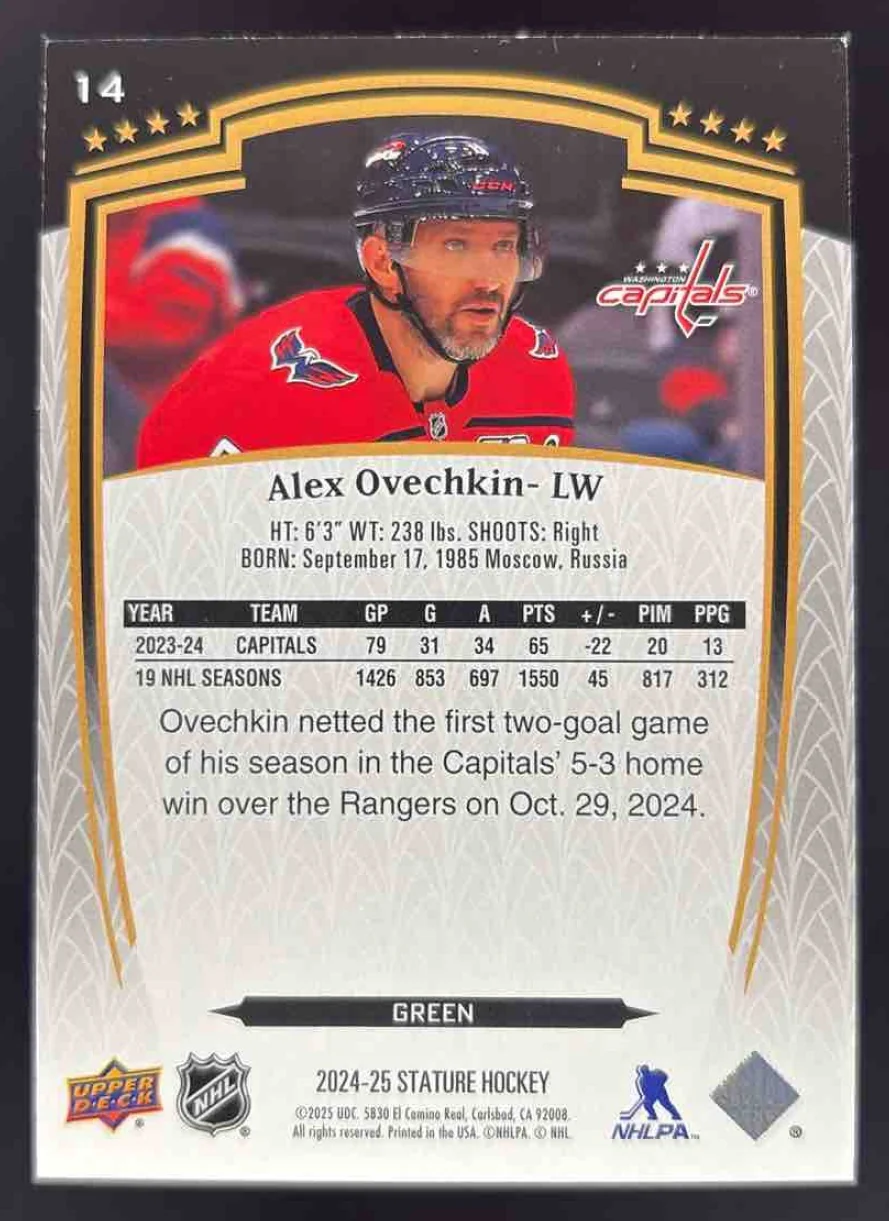 2024-25 Upper Deck Stature Green #14 Alex Ovechkin /375 - Image 2
