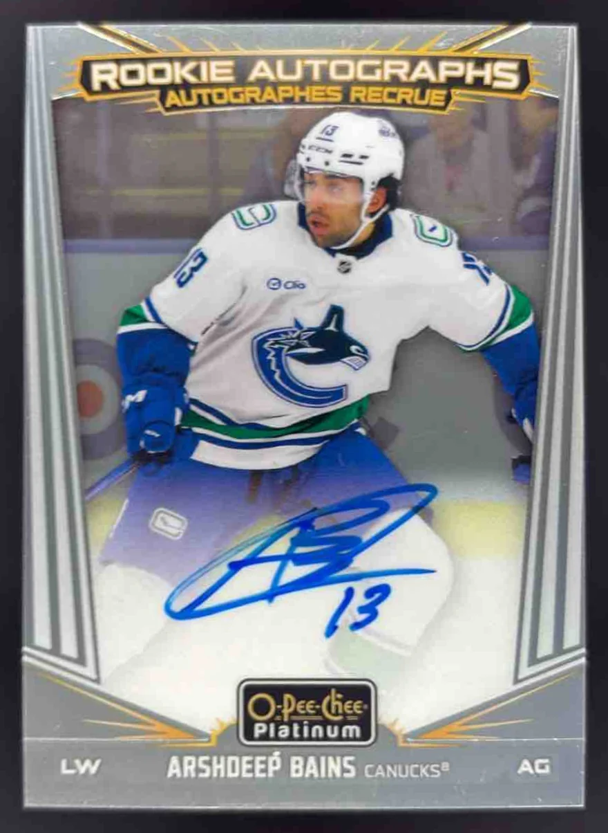2024-25 O-Pee-Chee Platinum Rookie Auto #R-AB Arshdeep Bains Autograph RC Auto