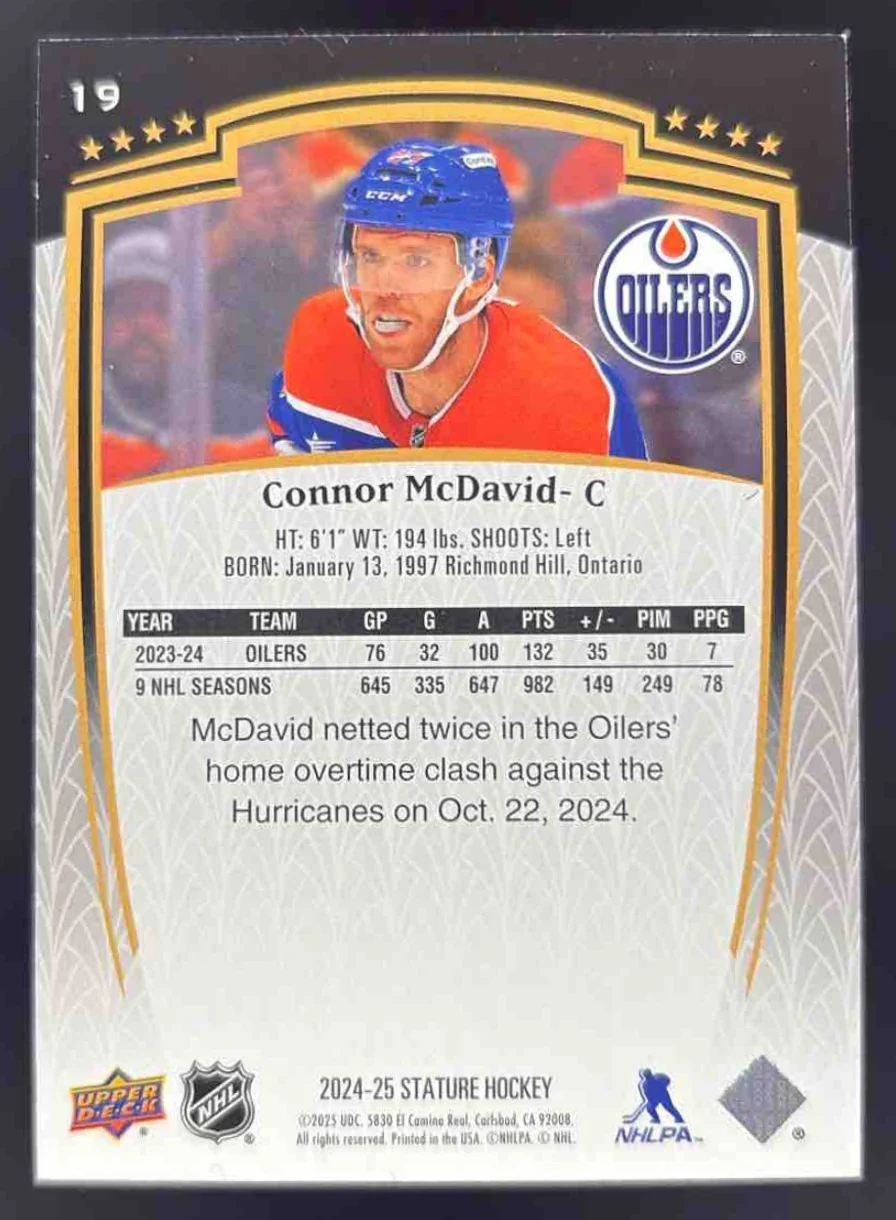 2024-25 Upper Deck Stature #19 Connor McDavid - Image 2