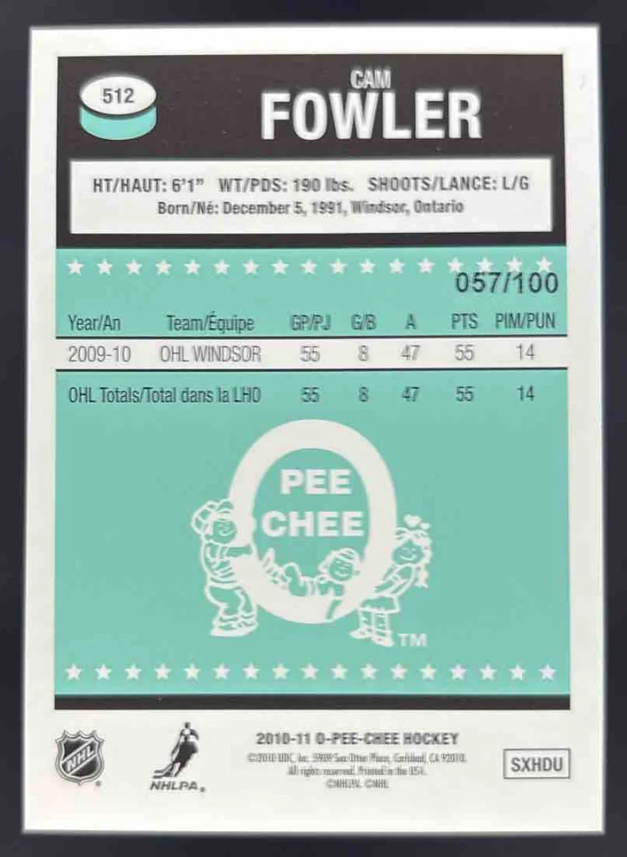 2010-11 O-Pee-Chee Retro Black Rainbow #512 Cam Fowler RC /100 - Image 2