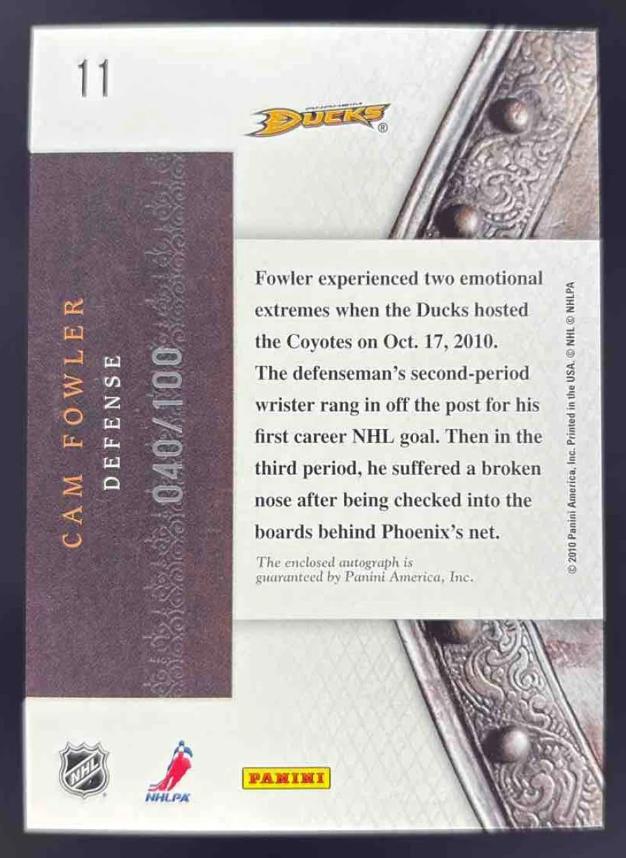 2010 Crown Royale Scratching the Surface Signatures Cam Fowler RC Auto /100 - Image 2