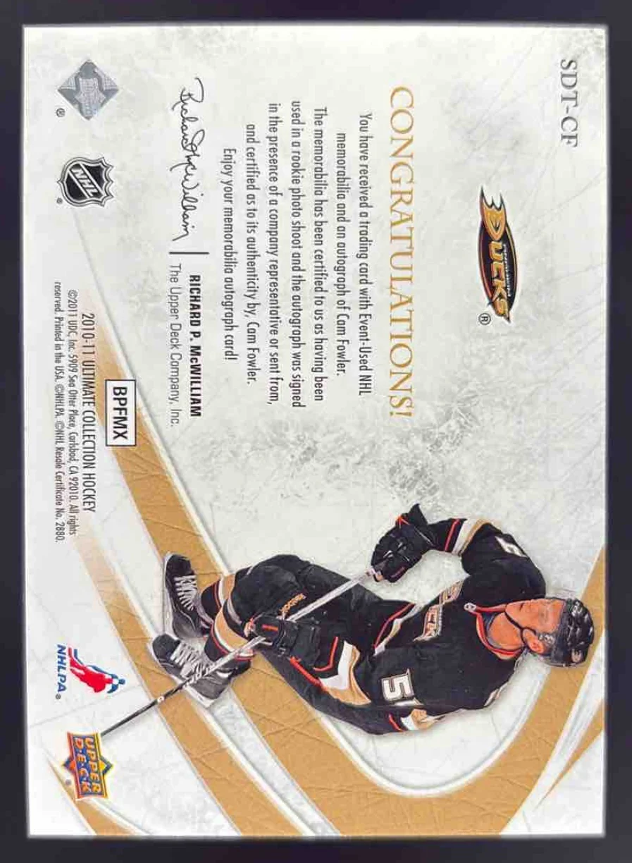 2010 Ultimate Collection Debut Threads #SDT-CF Cam Fowler Autograph RC Auto /50 - Image 2