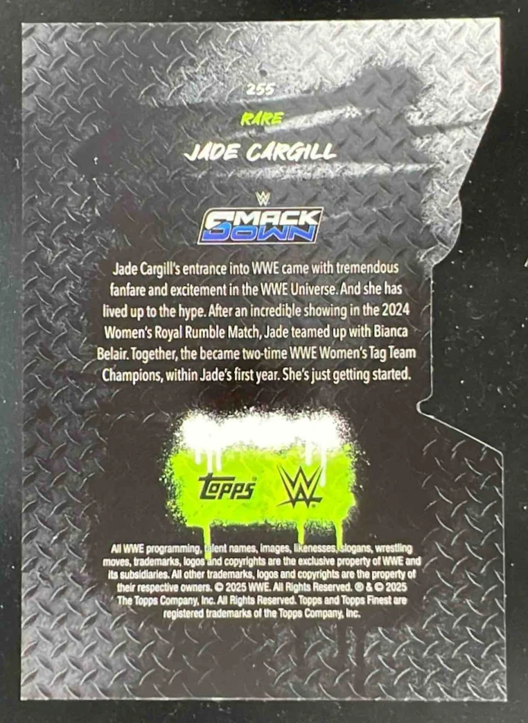 2025 Topps Finest WWE Rare Die-Cut Refractor #255 Jade Cargill /25 - Image 2