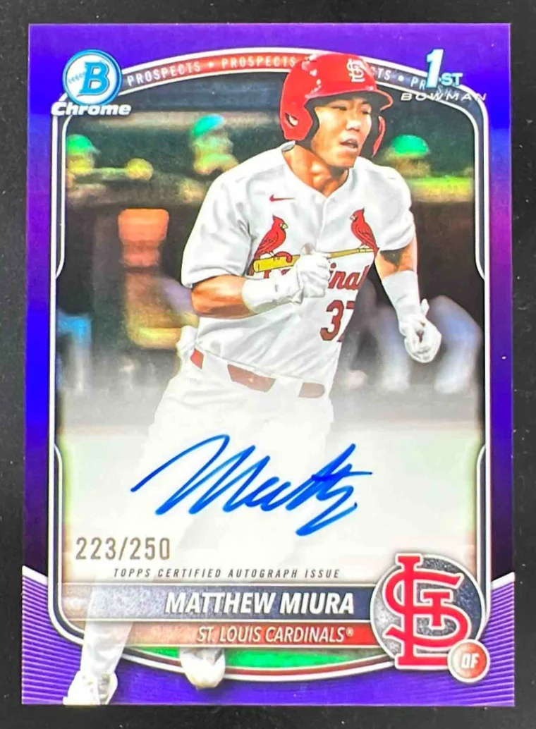2025 Bowman Draft Chrome Purple Refractor #CPA-MMI Matthew Miura RC Auto /250