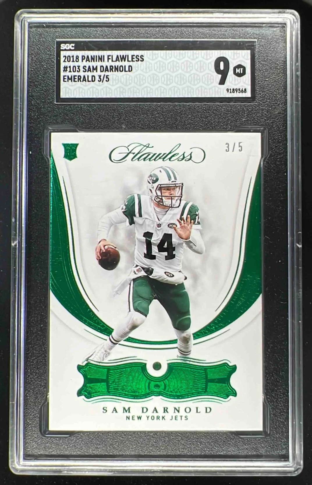 2018 Panini Flawless Emerald #103 Sam Darnold RC /5 SGC 9