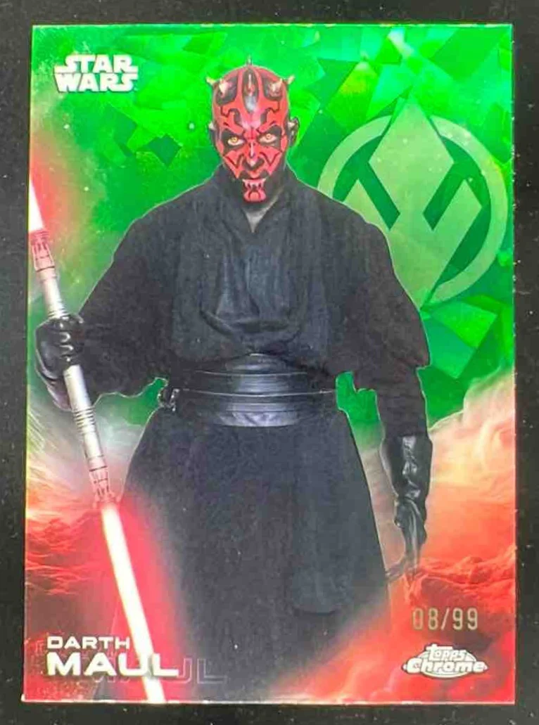 2025 Topps Chrome Star Wars Sapphire Green Sapphire #28 Darth Maul /99