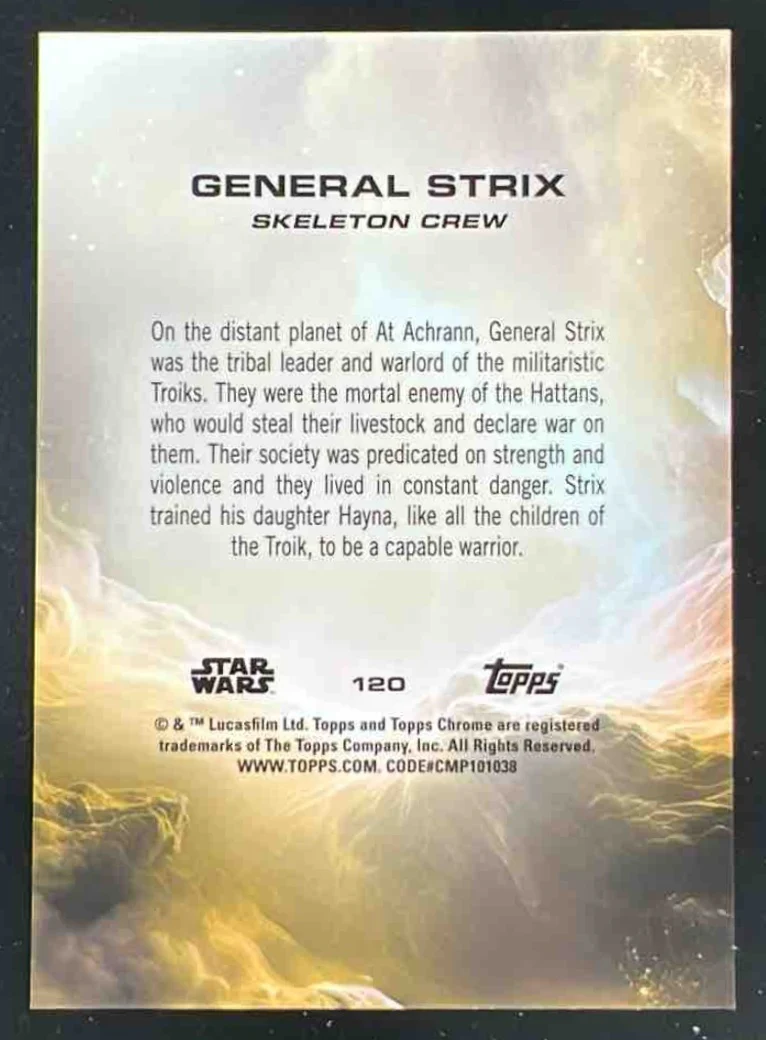 2025 Topps Chrome Star Wars Sapphire Black Sapphire #120 General Strix DEBUT /10 - Image 2