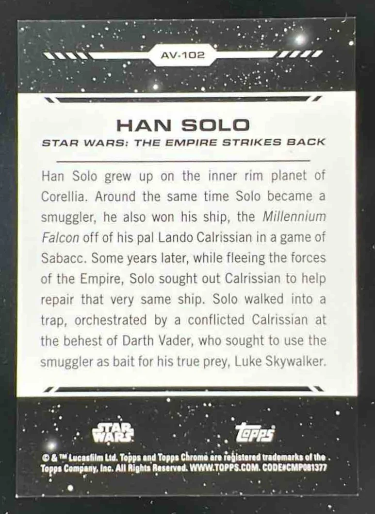 2024 Topps Chrome Star Wars Aurebesh Variation #AV-102 Han Solo /99 - Image 2