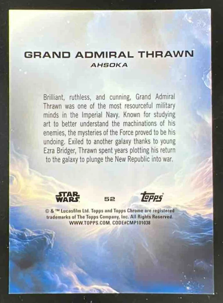 2025 Topps Chrome Star Wars Sapphire Purple #52 Grand Admiral Thrawn /15 - Image 2