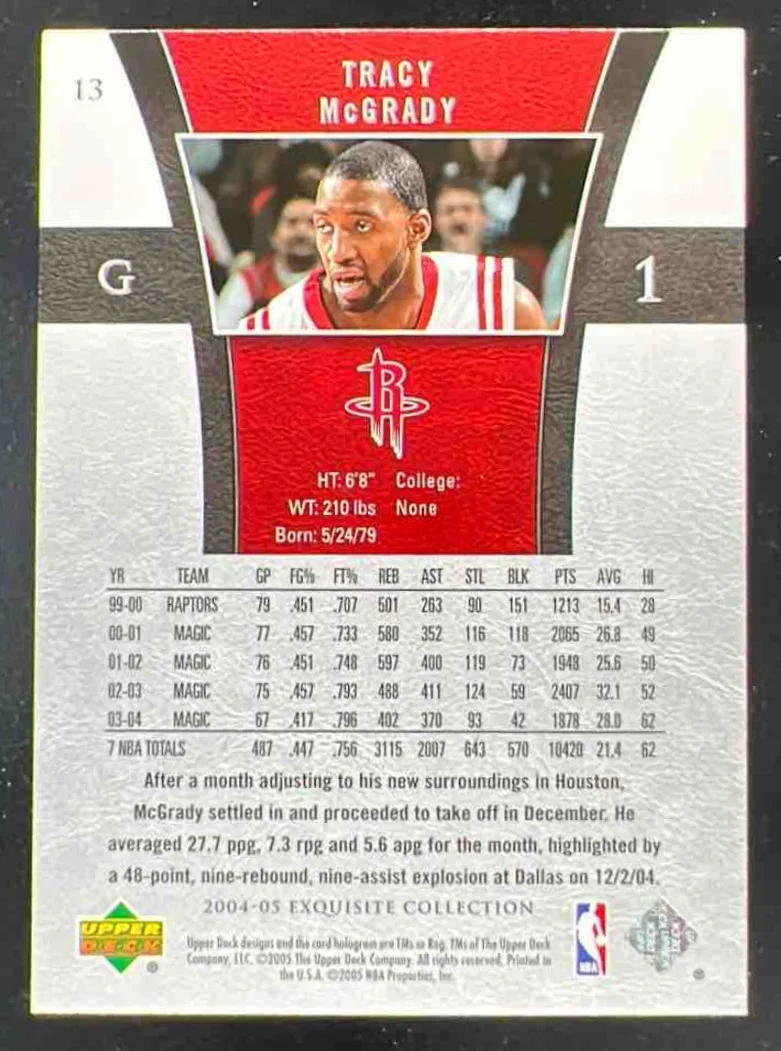 2005-06 Upper Deck Exquisite Collection #13 Tracy McGrady /225 - Image 2