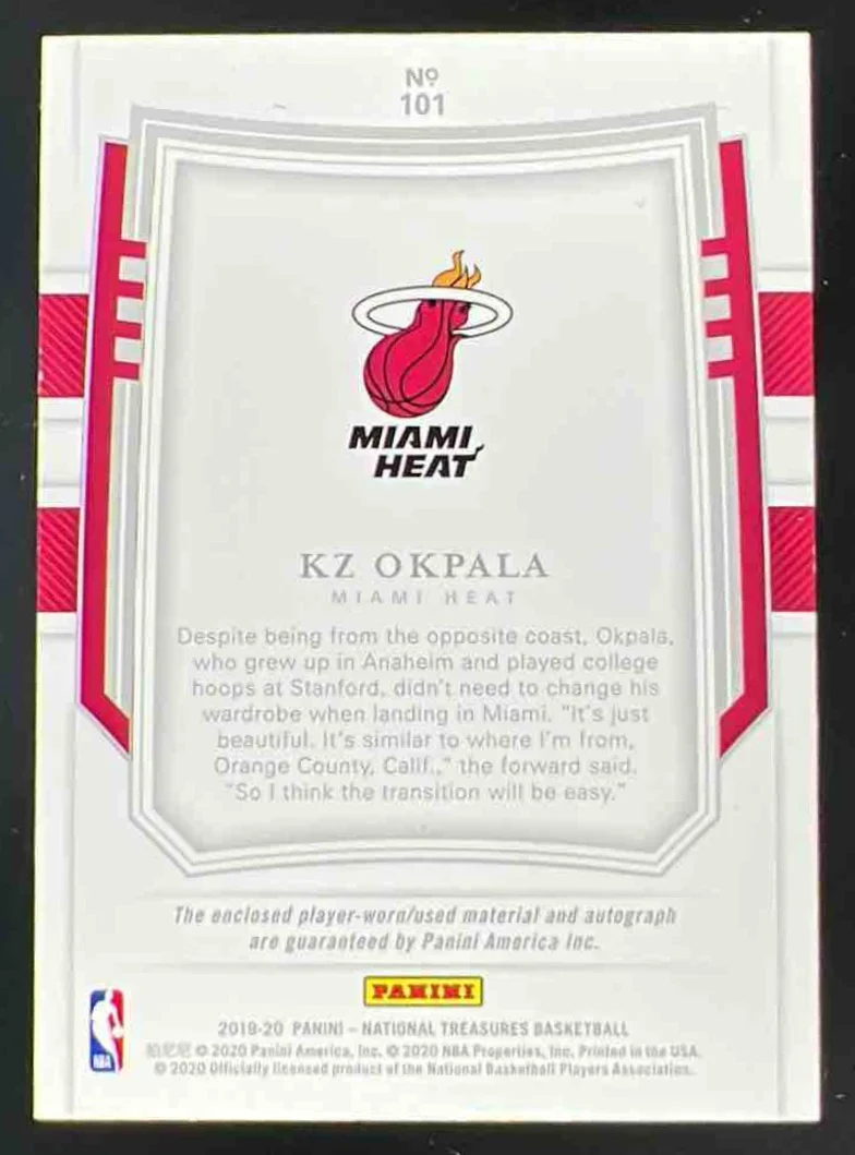 2019-20 National Treasures Rookie Patch Stars Stripes FOTL KZ Okpala RC Auto /30 - Image 2