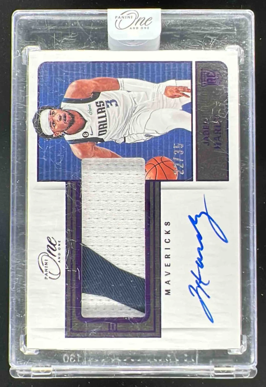 2022-23 Panini One & One Rookie Jumbo Jersey Purple Jaden Hardy RC Auto /35