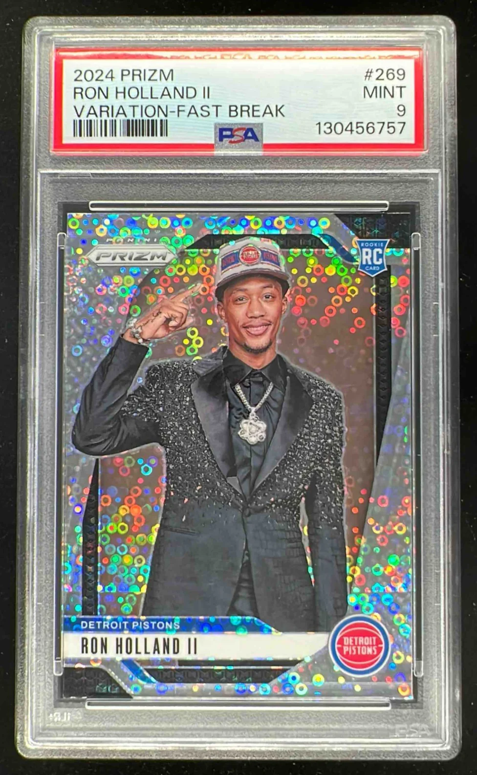 2024 Panini Prizm Rookie Variations Fast Break #269 Ron Holland II RC VAR PSA 9