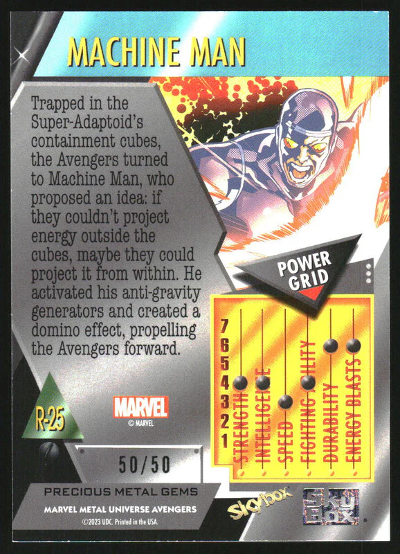 2024 SkyBox Marvel Metal Universe Retro Precious Gems Blue Machine Man /50 - Image 2
