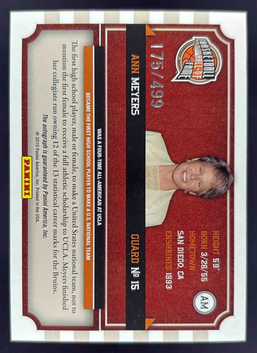 2010-11 Panini Hall of Fame Famed Signatures #AM Ann Meyers Auto /499 - Image 2
