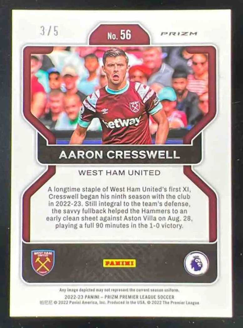 2022-23 Panini Prizm Premier League Choice Green #56 Aaron Cresswell /5 - Image 2