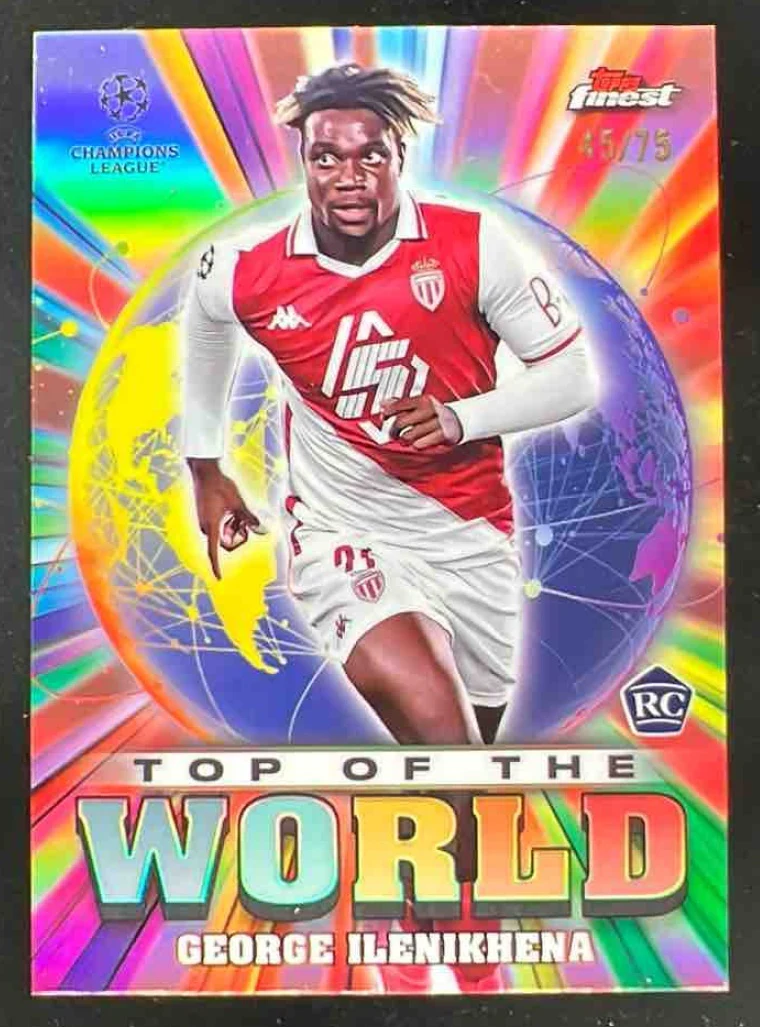 2024-25 Finest UEFA Top of the World Rose Gold #TW-12 George Ilenikhena RC /75