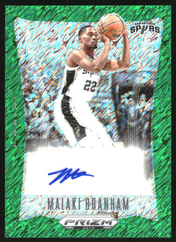 2023-24 Panini Prizm Deca Green Shimmer Autograph Malaki Branham Auto /15