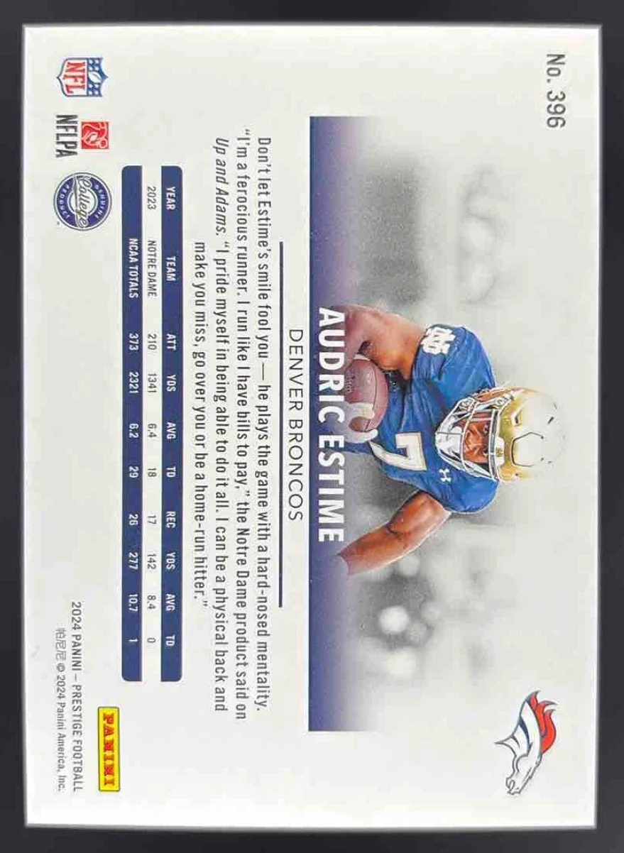 2024 Panini Prestige Pink Xtra Points #396 Audric Estime RC /5 - Image 2