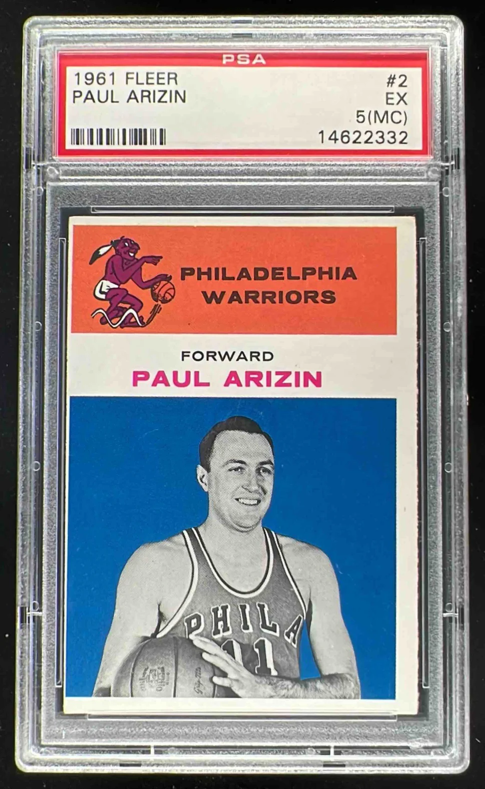 1961-62 Fleer #2 Paul Arizin PSA 5 (MC)