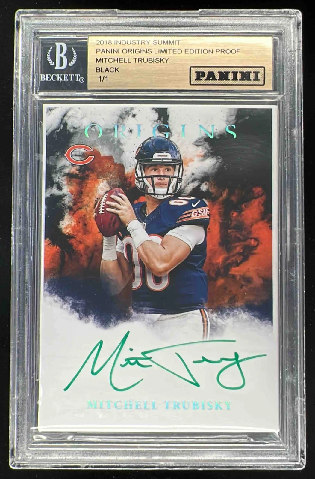 2018 Panini Industry Summit Panini Origins Black Auto Mitchell Trubisky 1/1 BGS