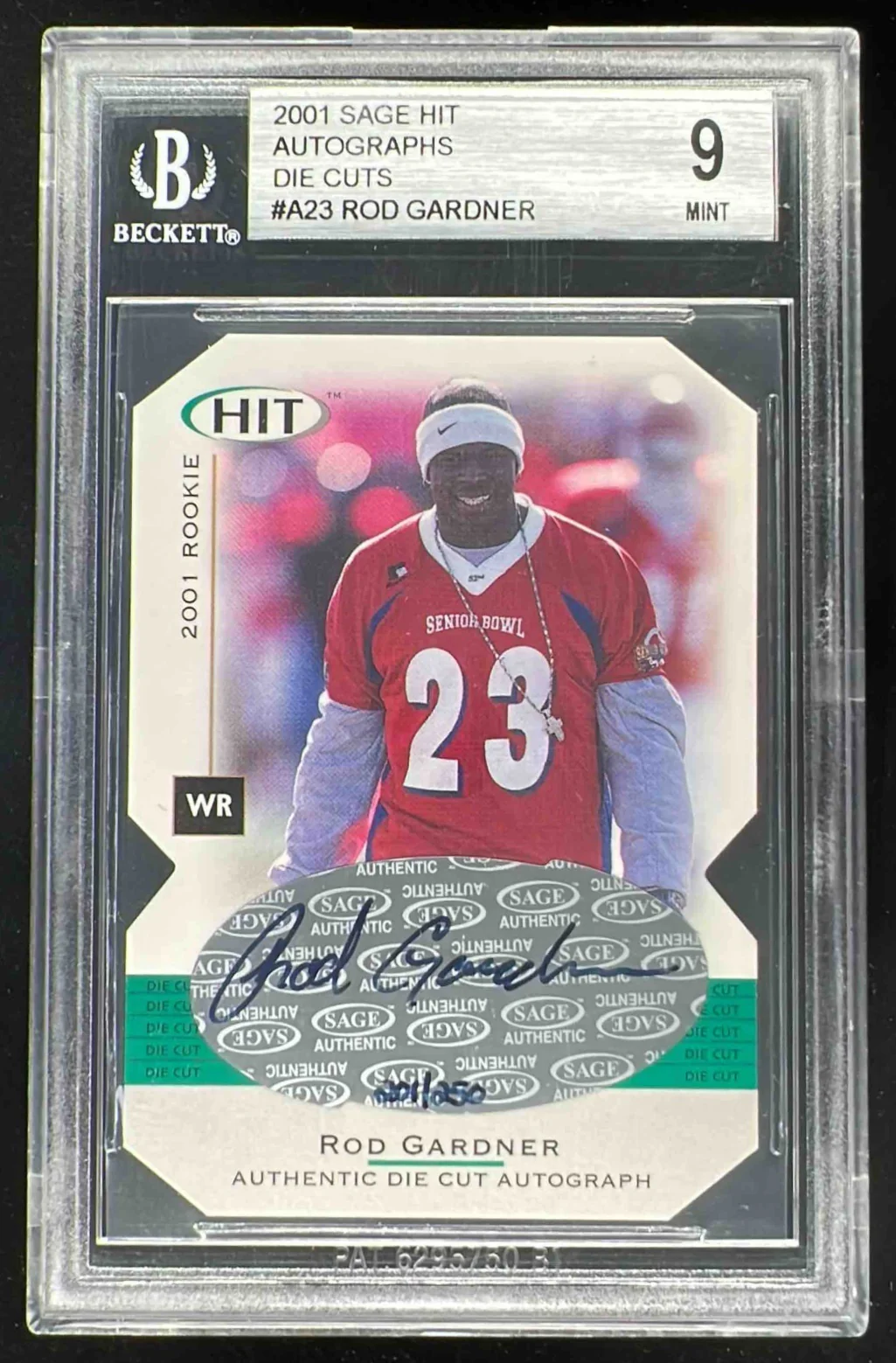 2001 SAGE HIT Autographs Die Cuts #A23 Rod Gardner RC Auto /250 BGS 9