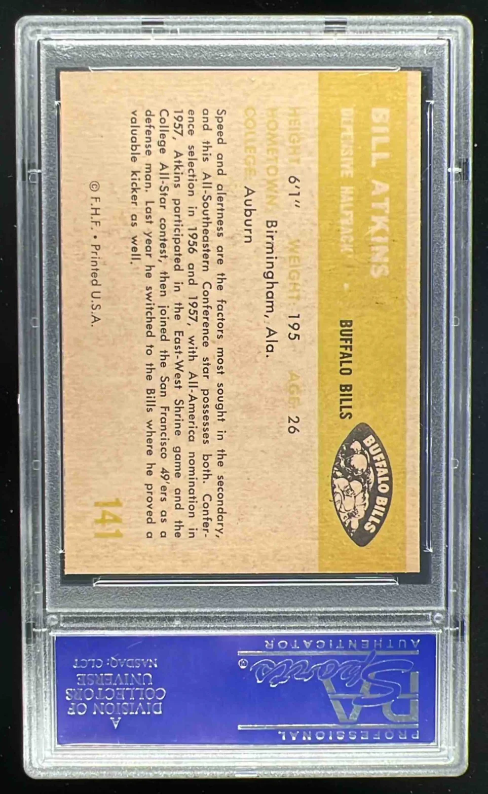 1961 Fleer #141 Bill Atkins PSA 8 - Image 2
