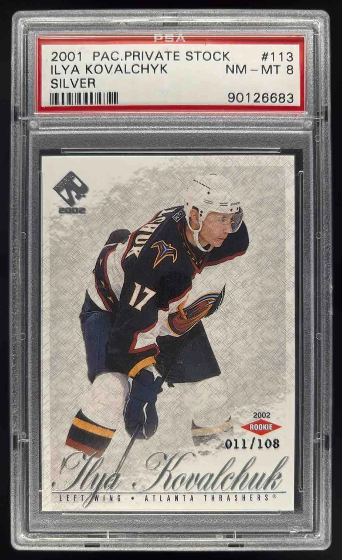 2001-02 Pacific Private Stock Silver #113 Ilya Kovalchuk RC /108 PSA 8