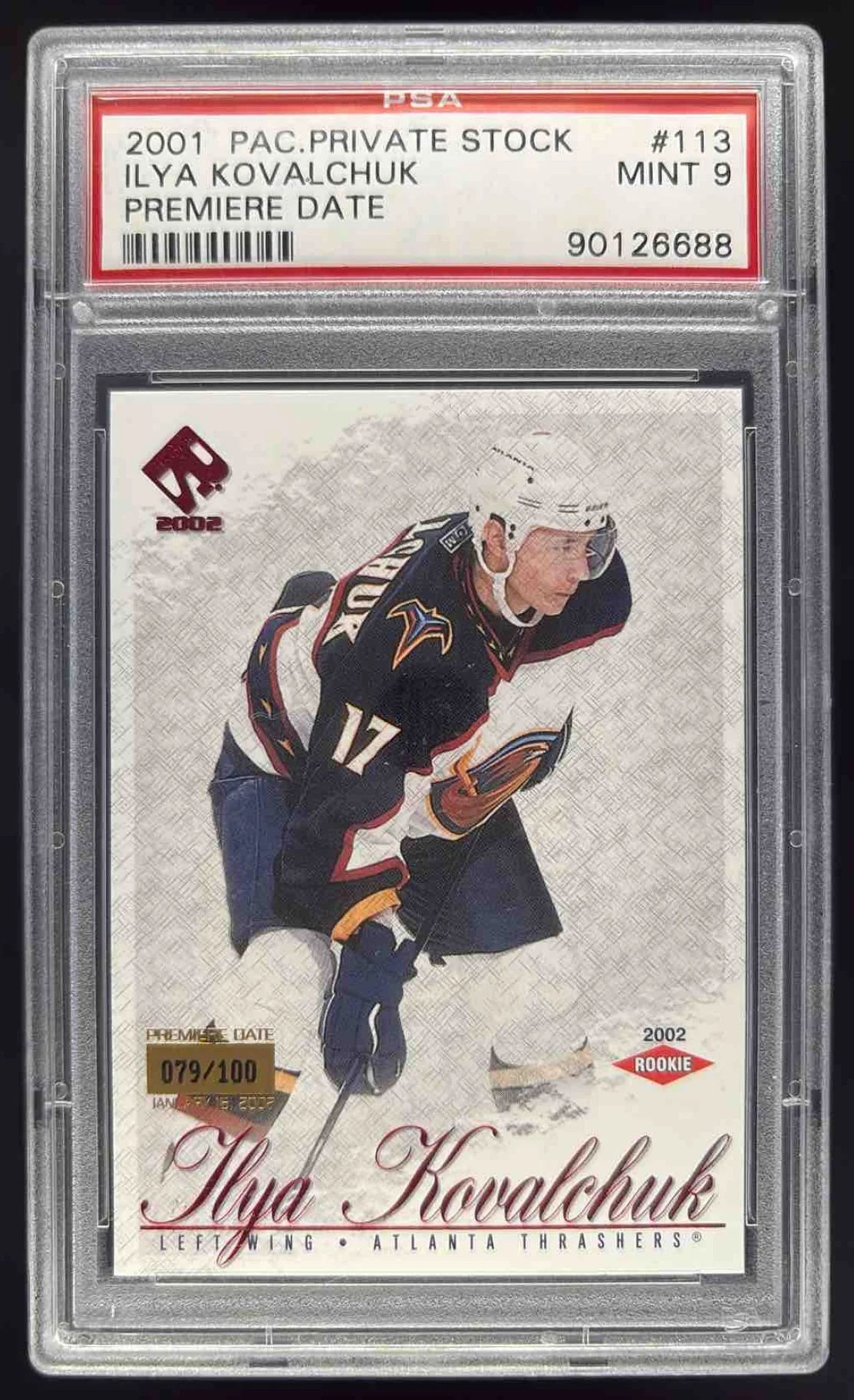 2001-02 Pacific Private Stock Premiere Date #113 Ilya Kovalchuk RC /100 PSA 9