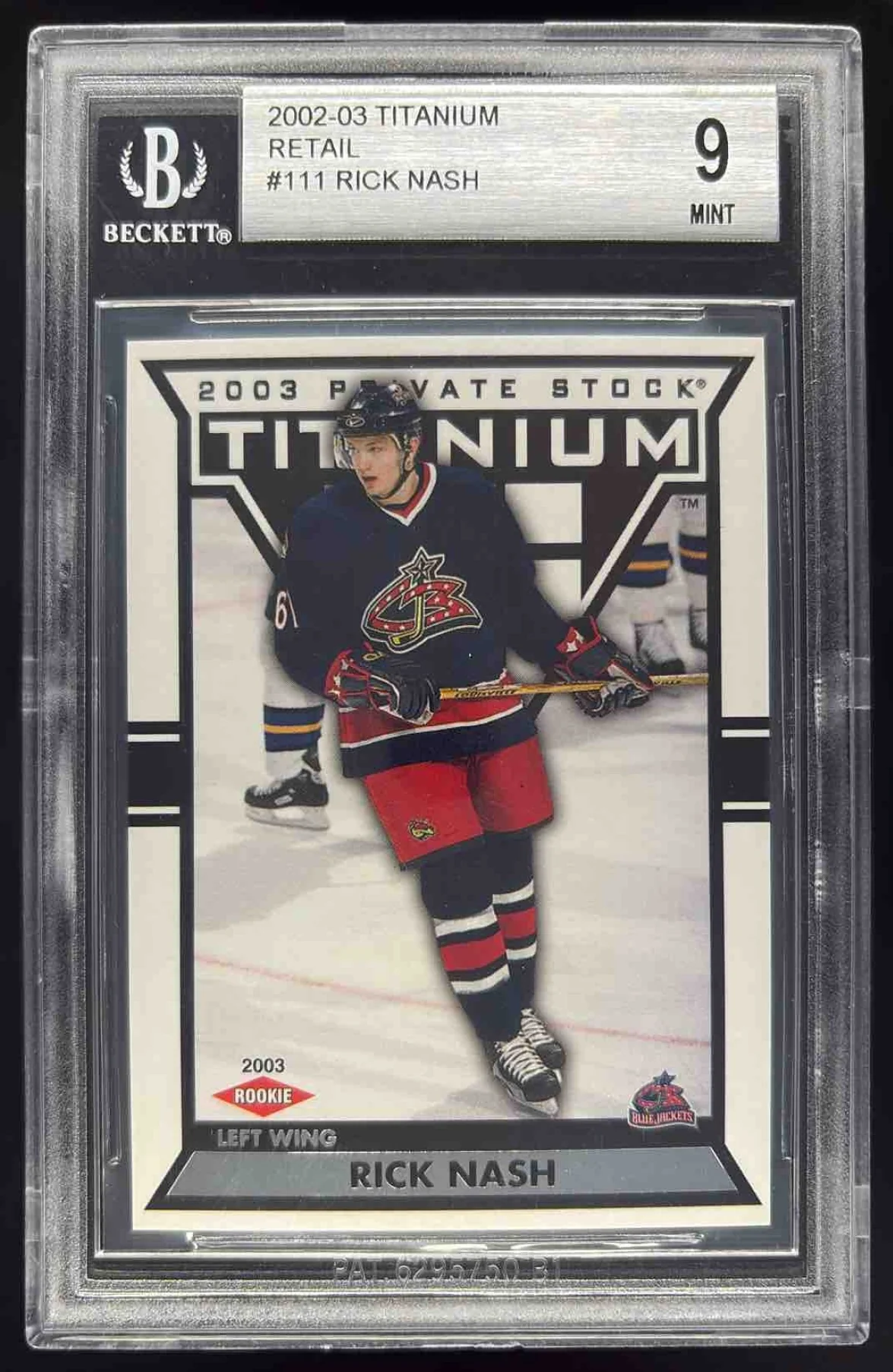 2002 Pacific Private Stock Titanium Retail #111 Rick Nash Rookie RC /1475 BGS 9