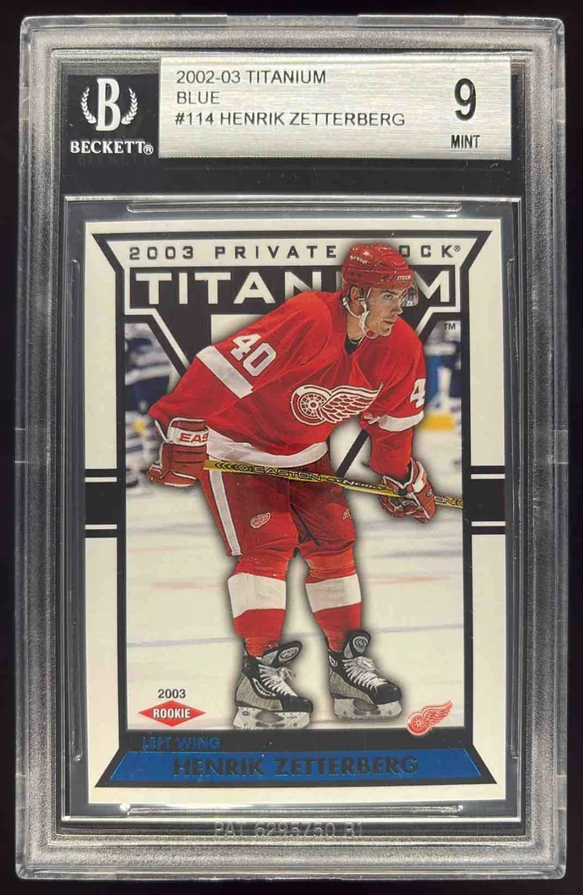 2002-03 Pacific Private Stock Titanium Blue #114 Henrik Zetterberg RC /450 BGS 9
