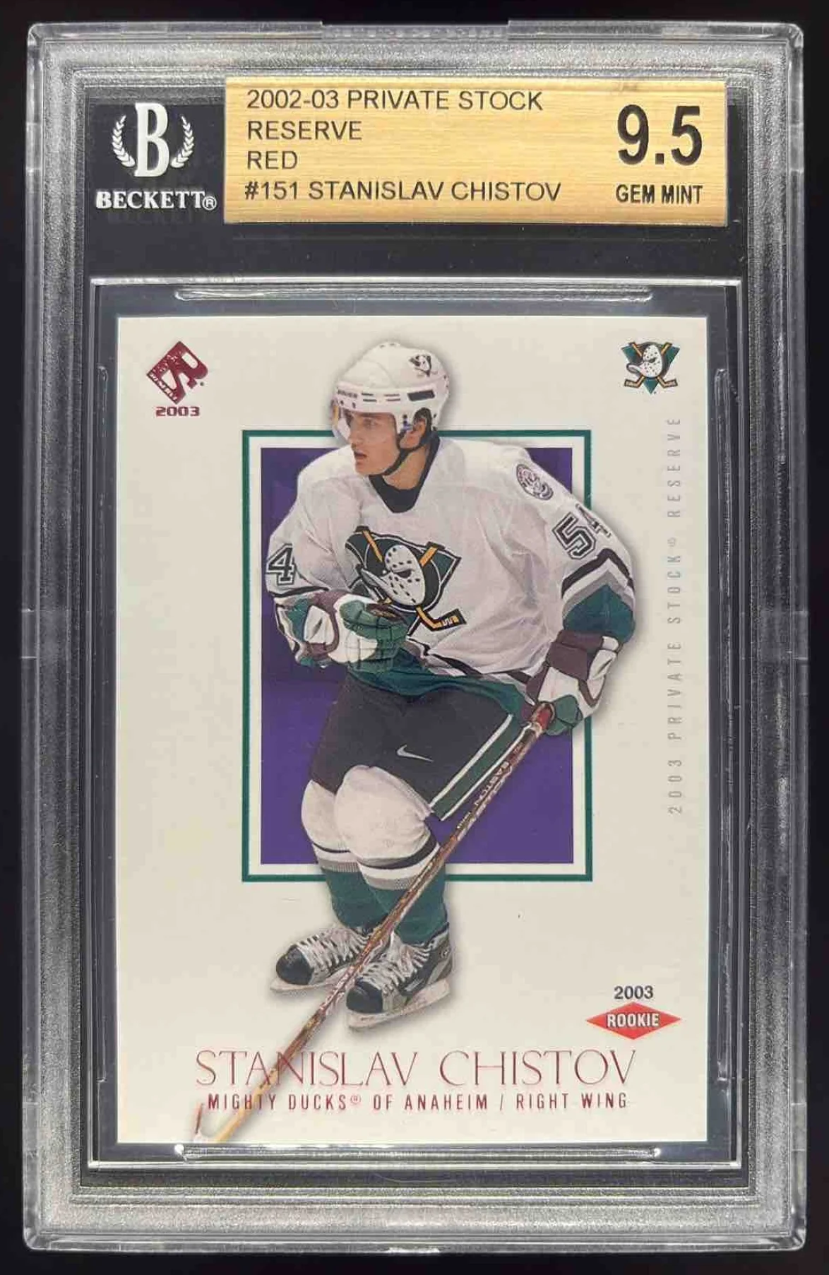 2002-03 Pacific Private Stock Reserve Red #151 Stanislav Chistov RC /50 BGS 9.5