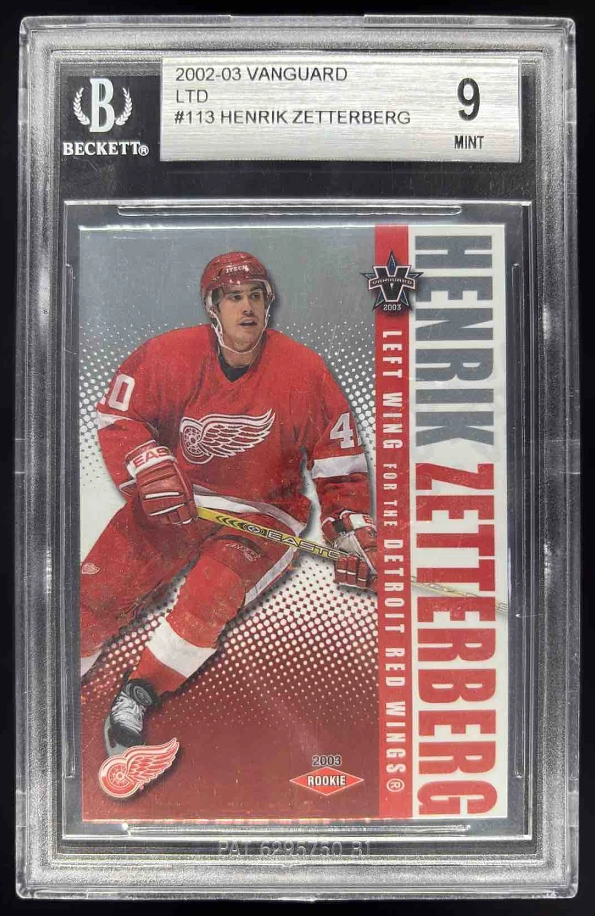 2002-03 Pacific Vanguard LTD #113 Henrik Zetterberg Rookie RC /450 BGS 9