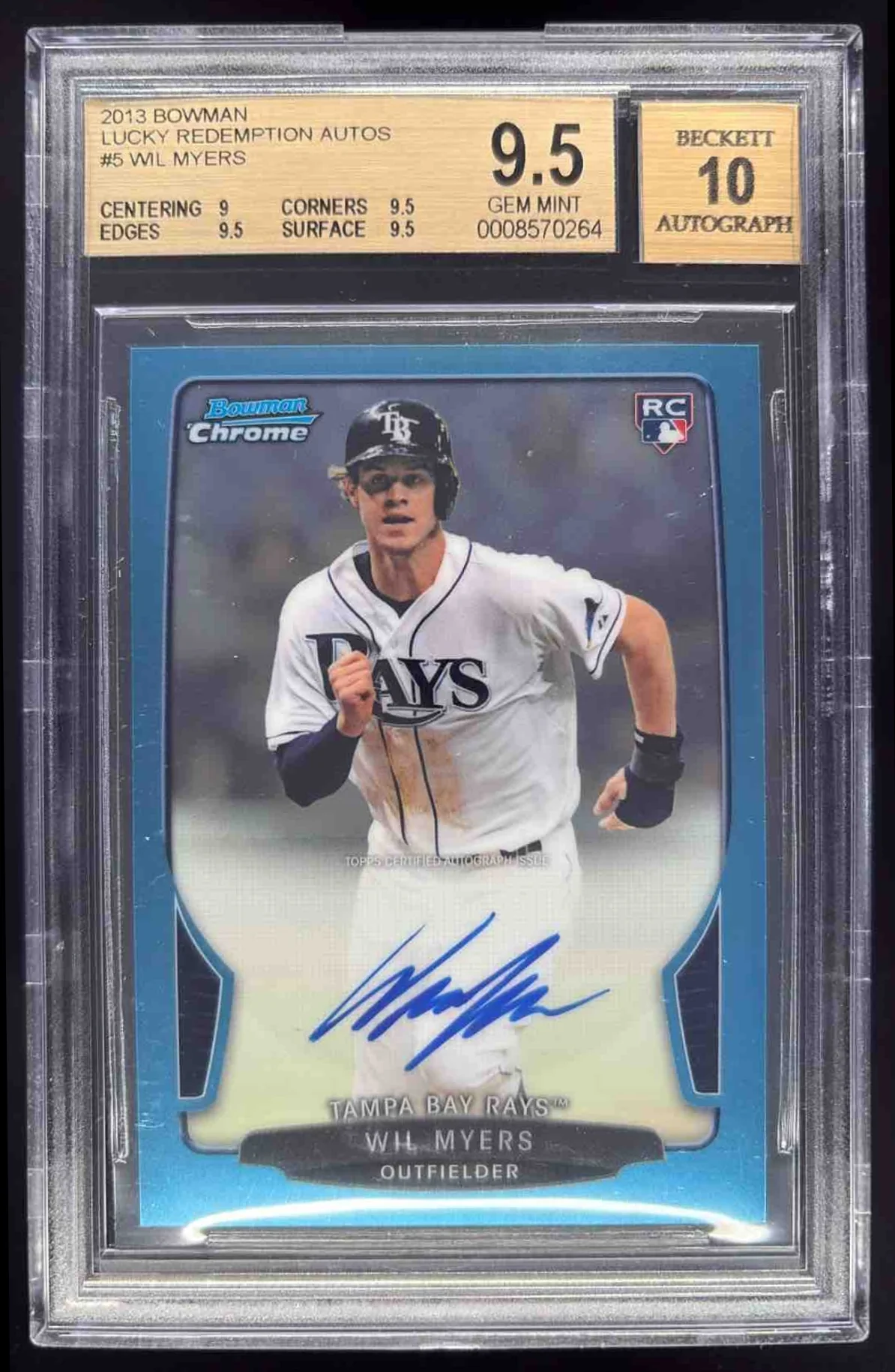 2013 Bowman Lucky Redemption Rookie Autograph Wil Myers RC Auto /100 BGS 9.5