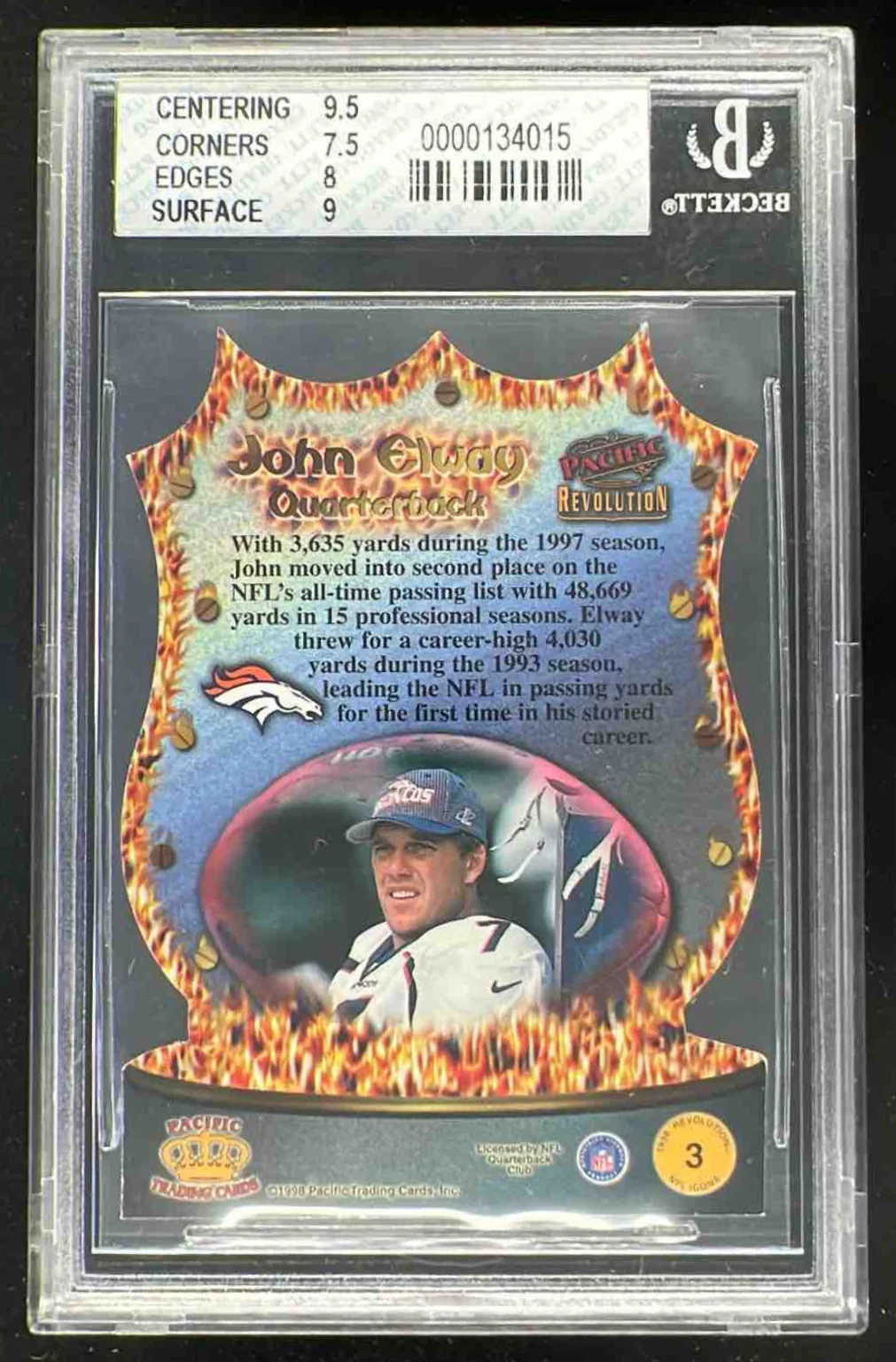 1999 Pacific Revolution Icons #3 John Elway BGS 8 - Image 2