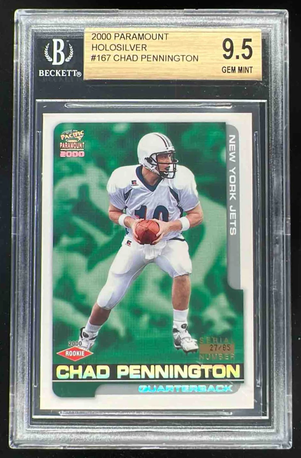 2000 Pacific Paramount HoloSilver #167 Chad Pennington RC /85 BGS 9.5