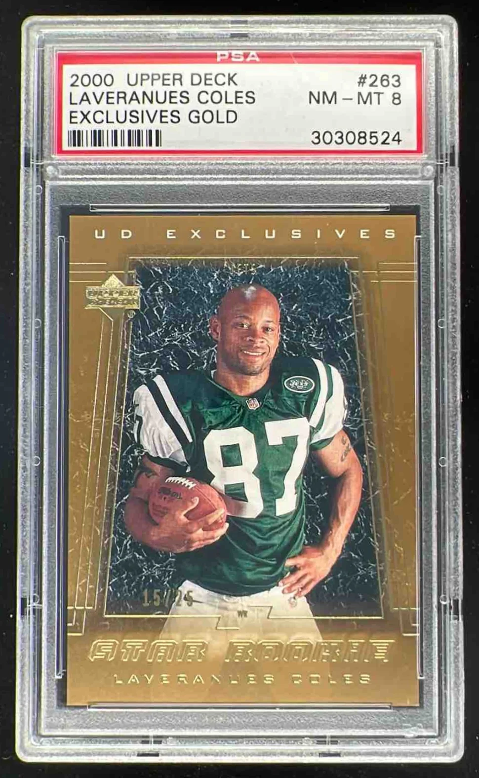 2000 Upper Deck UD Exclusives Gold #263 Laveranues Coles RC /25 PSA 8