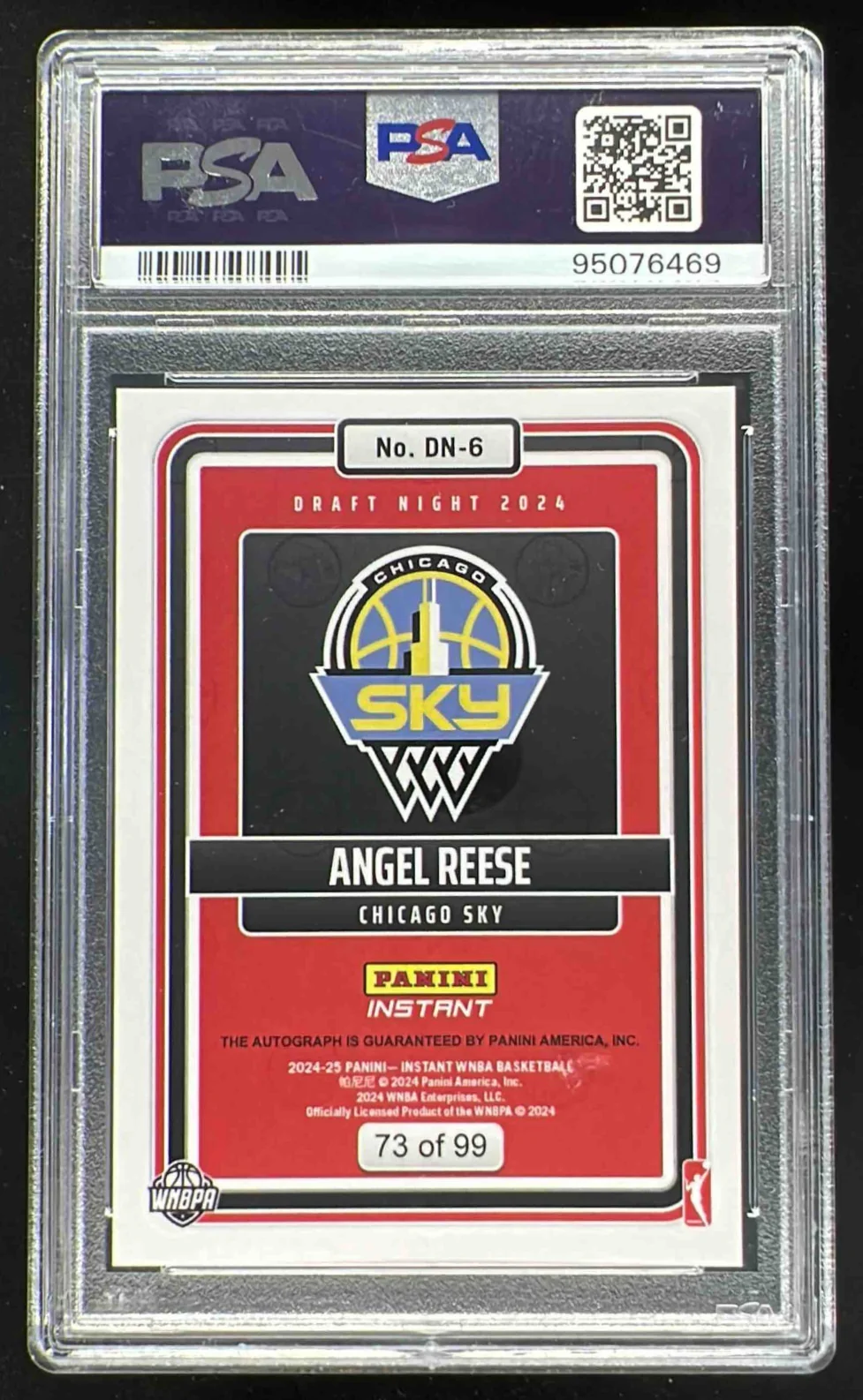 2024 Panini Instant WNBA Draft Night Autograph #DN-6 Angel Reese RC Auto PSA 10 - Image 2