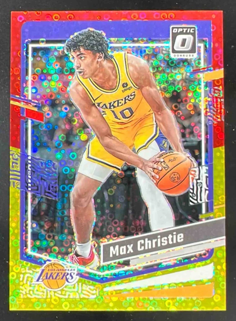 2023-24 Panini Donruss Optic Fast Break Red and Yellow Prizm #88 Max Christie /7