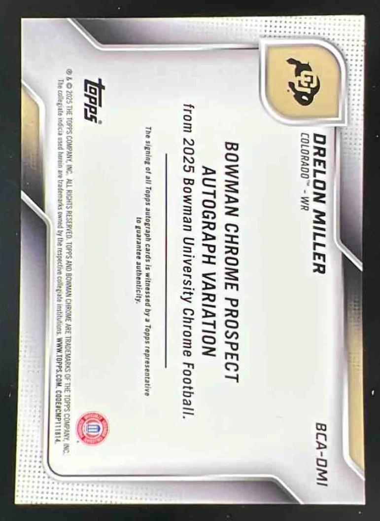 2025 Bowman Chrome University Stealth Refractor #BCA-DMI Drelon Miller Auto - Image 2