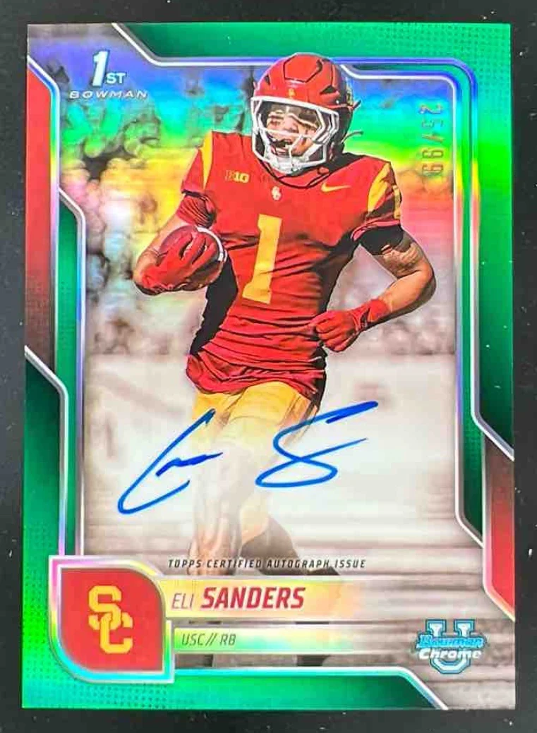 2025 Bowman Chrome University Green Refractor #BCA-ESA Eli Sanders Auto /99