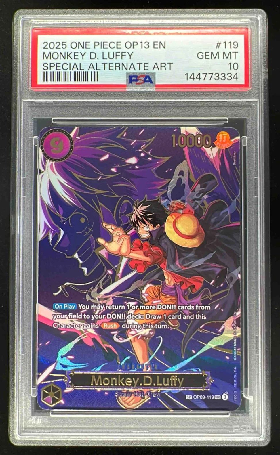 2025 One Piece OP13 EN #119 Monkey D. Luffy Special Alternate Art PSA 10