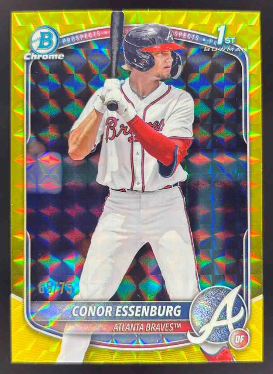 2025 Bowman Chrome Yellow Geometric Refractor #BDC-124 Conor Essenburg RC /75